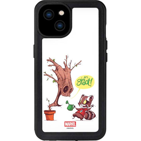 Marvel Rocket Raccoon and Groot Tall Tails iPhone 15 Plus Waterproof Case