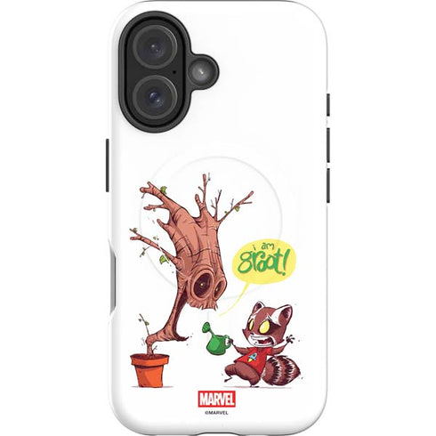 Marvel Rocket Raccoon and Groot Tall Tails iPhone 16 Plus Magsafe Impact Case