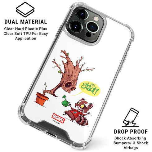 Marvel Rocket Raccoon and Groot Tall Tails iPhone 16 Pro Clear Case