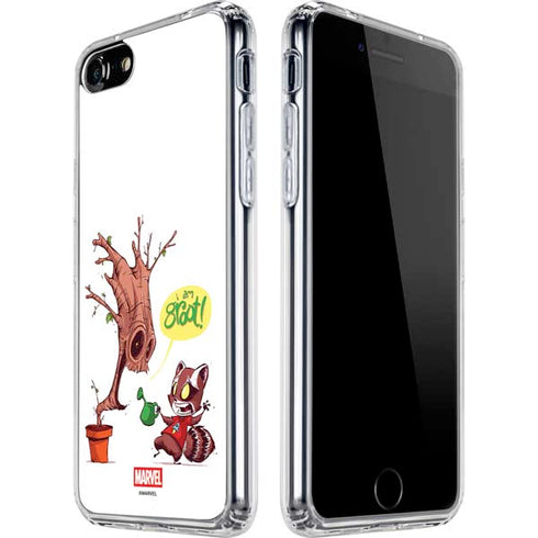Marvel Rocket Raccoon and Groot Tall Tails iPhone SE (2nd & 3rd Gen) Clear Case