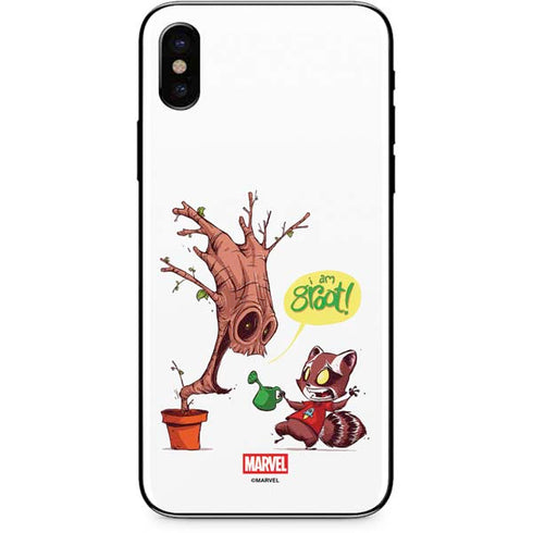 Marvel Rocket Raccoon and Groot Tall Tails iPhone X Skin