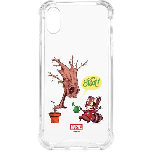 Marvel Rocket Raccoon and Groot Tall Tails iPhone XS Clear Case