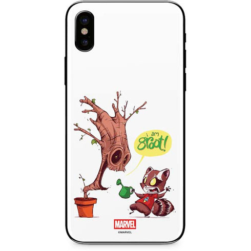 Marvel Rocket Raccoon and Groot Tall Tails iPhone XS Skin