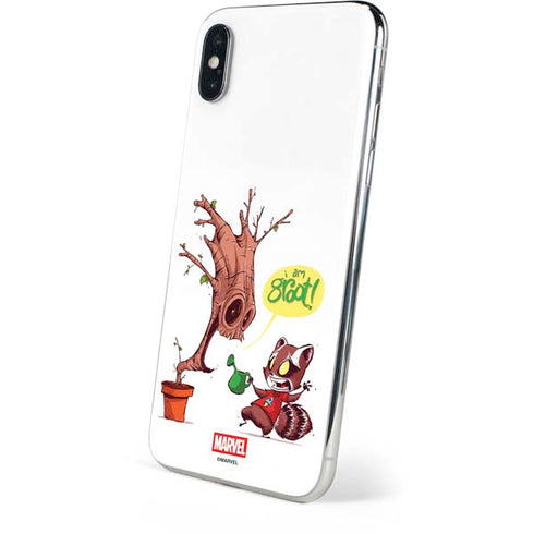 Marvel Rocket Raccoon and Groot Tall Tails iPhone XS Skin