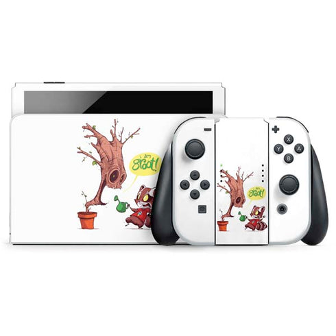 Marvel Rocket Raccoon and Groot Tall Tails Nintendo Switch OLED (2021) Skin