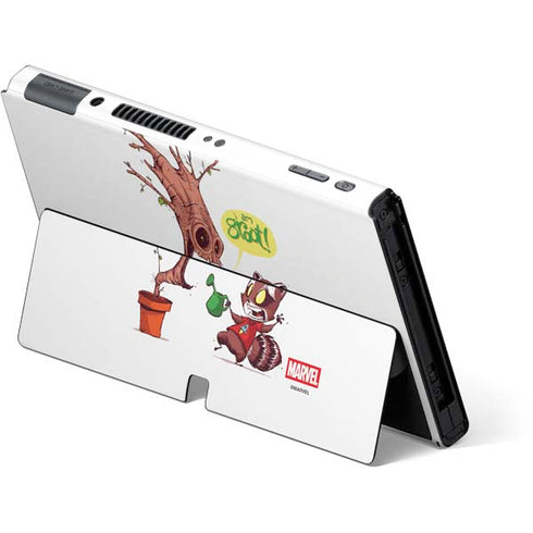 Marvel Rocket Raccoon and Groot Tall Tails Nintendo Switch OLED (2021) Skin