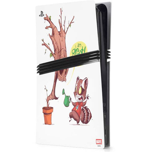 Marvel Rocket Raccoon and Groot Tall Tails PS5 Pro Console Skin