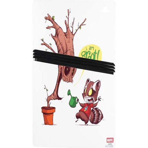 Marvel Rocket Raccoon and Groot Tall Tails PS5 Pro Console Skin