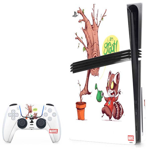 Marvel Rocket Raccoon and Groot Tall Tails PS5 Pro Disk Bundle Skin