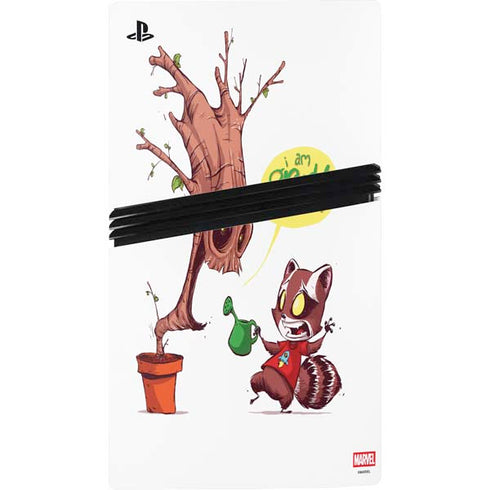 Marvel Rocket Raccoon and Groot Tall Tails PS5 Pro Disk Console Skin