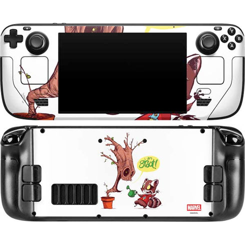 Marvel Rocket Raccoon and Groot Tall Tails Steam Deck Handheld Gaming Computer OLED Skin