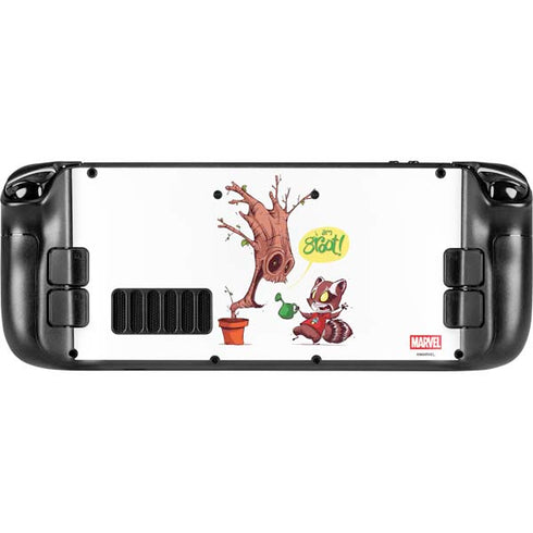 Marvel Rocket Raccoon and Groot Tall Tails Steam Deck Handheld Gaming Computer OLED Skin