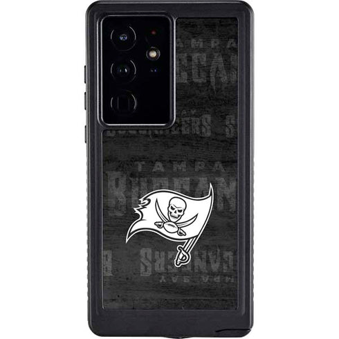 NFL Tampa Bay Buccaneers Black & White Galaxy S24 Ultra Waterproof Case