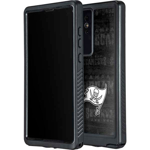 NFL Tampa Bay Buccaneers Black & White Galaxy S24 Ultra Waterproof Case