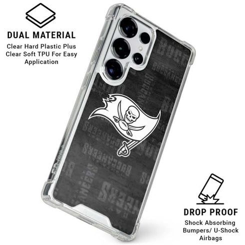 NFL Tampa Bay Buccaneers Black & White Galaxy S25 Ultra Clear Case