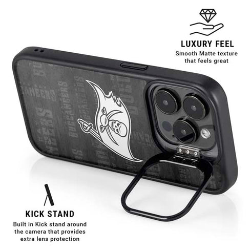 NFL Tampa Bay Buccaneers Black & White iPhone 14 Pro Max Kickstand Case