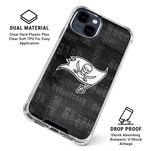 NFL Tampa Bay Buccaneers Black & White iPhone 15 Clear Case