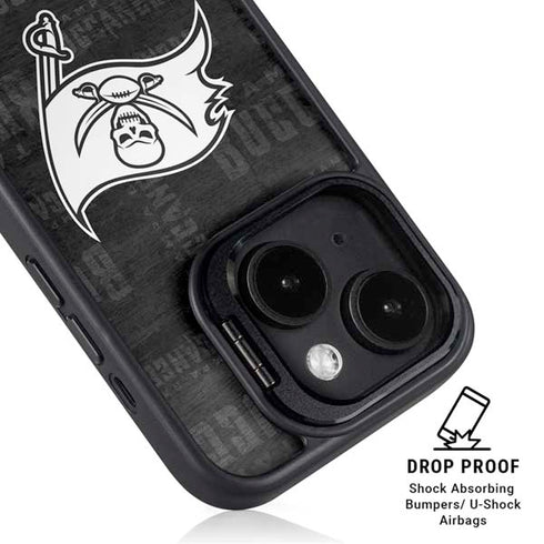 NFL Tampa Bay Buccaneers Black & White iPhone 15 Kickstand Case