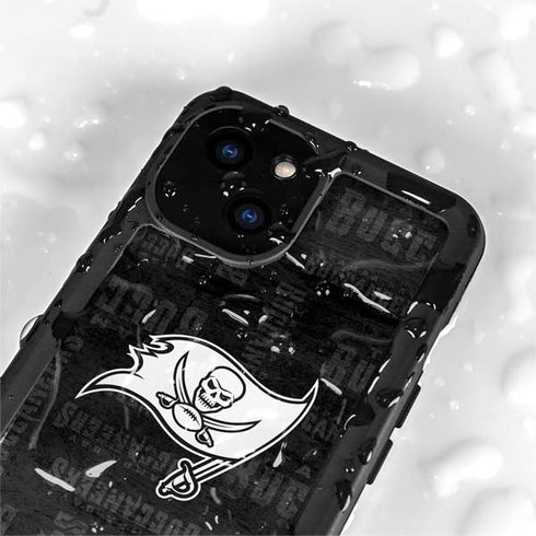 NFL Tampa Bay Buccaneers Black & White iPhone 15 Plus Waterproof Case