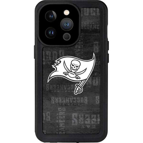 NFL Tampa Bay Buccaneers Black & White iPhone 15 Pro Waterproof Case