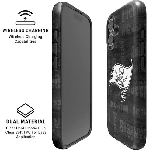 NFL Tampa Bay Buccaneers Black & White iPhone 16 Magsafe Impact Case