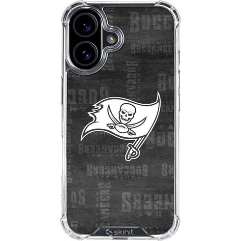 NFL Tampa Bay Buccaneers Black & White iPhone 16 Plus Clear Case