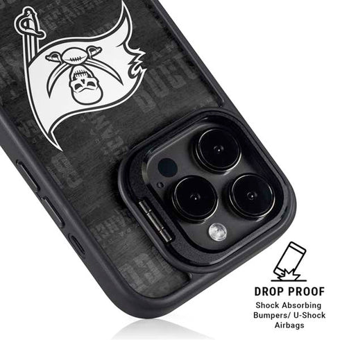NFL Tampa Bay Buccaneers Black & White iPhone 16 Pro Max Kickstand Case