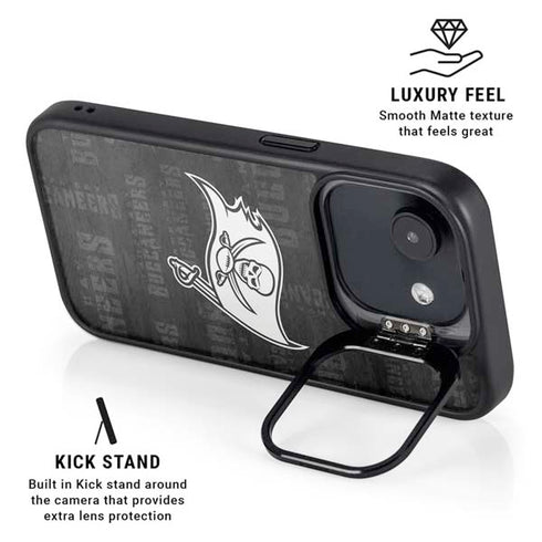 NFL Tampa Bay Buccaneers Black & White iPhone 16e Kickstand Case