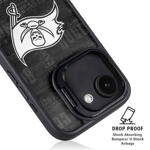NFL Tampa Bay Buccaneers Black & White iPhone 16e Kickstand Case