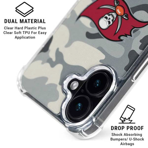 NFL Tampa Bay Buccaneers Camo iPhone 16 Plus Clear Case