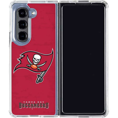 NFL Tampa Bay Buccaneers Distressed Galaxy Z Fold5 5G Clear Case