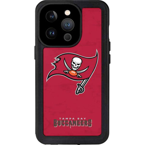 NFL Tampa Bay Buccaneers Distressed iPhone 15 Pro Waterproof Case
