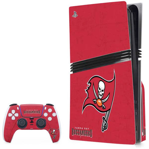 NFL Tampa Bay Buccaneers Distressed PS5 Pro Disk Bundle Skin