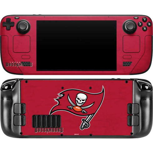 NFL Tampa Bay Buccaneers Distressed Steam Deck Handheld Gaming Computer OLED Skin