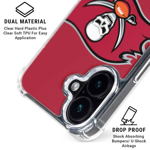 NFL Tampa Bay Buccaneers Large Logo iPhone 16 Plus Clear Case