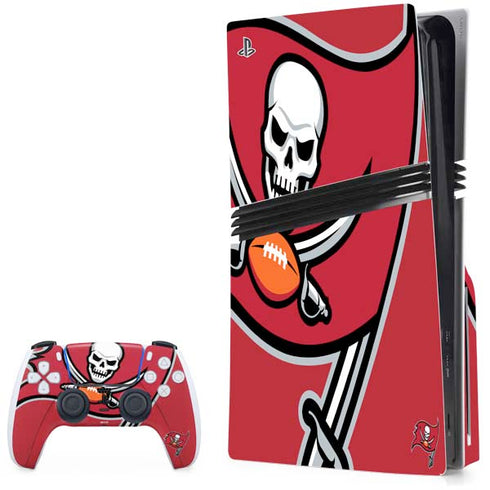 NFL Tampa Bay Buccaneers Large Logo PS5 Pro Disk Bundle Skin