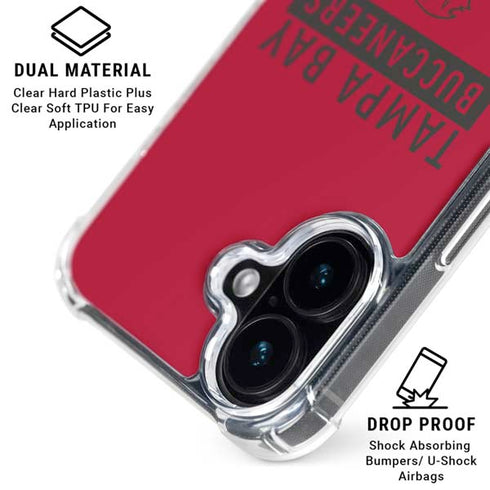 NFL Tampa Bay Buccaneers Red Performance Series iPhone 16 Clear Case