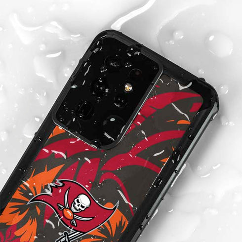 NFL Tampa Bay Buccaneers Tropical Print Galaxy S24 Ultra Waterproof Case