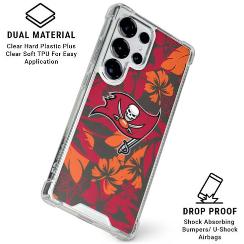NFL Tampa Bay Buccaneers Tropical Print Galaxy S25 Ultra Clear Case