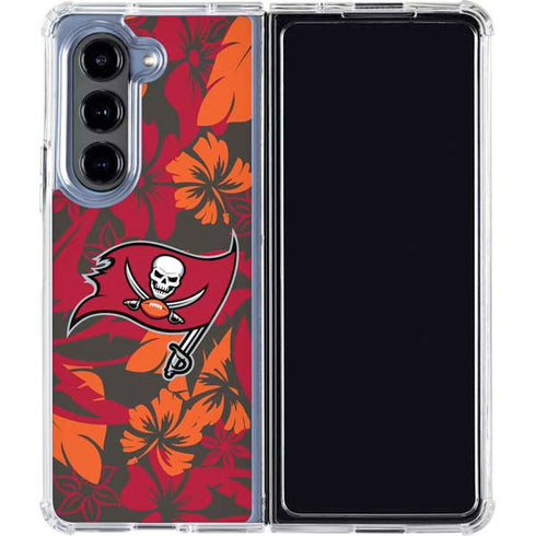 NFL Tampa Bay Buccaneers Tropical Print Galaxy Z Fold5 5G Clear Case
