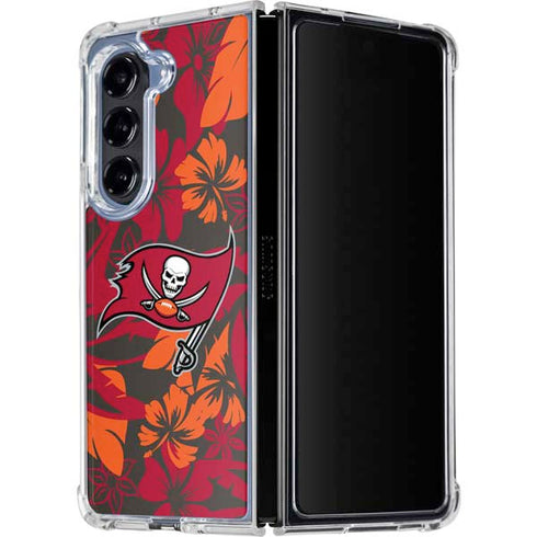 NFL Tampa Bay Buccaneers Tropical Print Galaxy Z Fold5 5G Clear Case