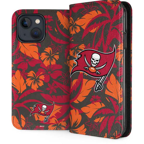 NFL Tampa Bay Buccaneers Tropical Print iPhone 15 Plus Folio Case