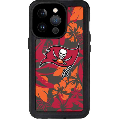 NFL Tampa Bay Buccaneers Tropical Print iPhone 15 Pro Waterproof Case