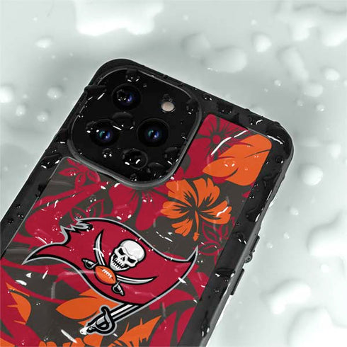 NFL Tampa Bay Buccaneers Tropical Print iPhone 15 Pro Waterproof Case