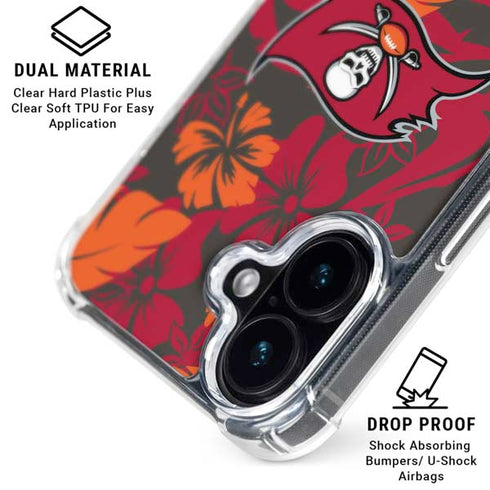 NFL Tampa Bay Buccaneers Tropical Print iPhone 16 Plus Clear Case