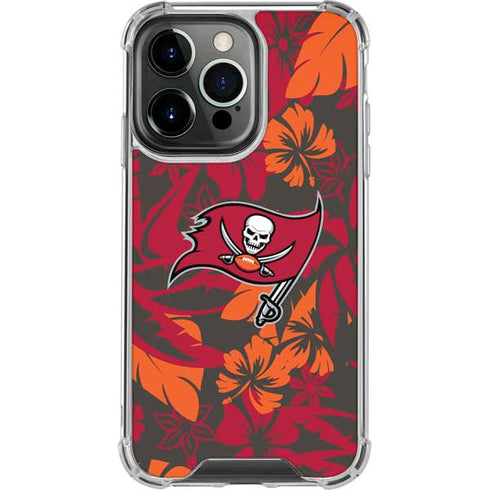 NFL Tampa Bay Buccaneers Tropical Print iPhone 16 Pro Max Clear Case