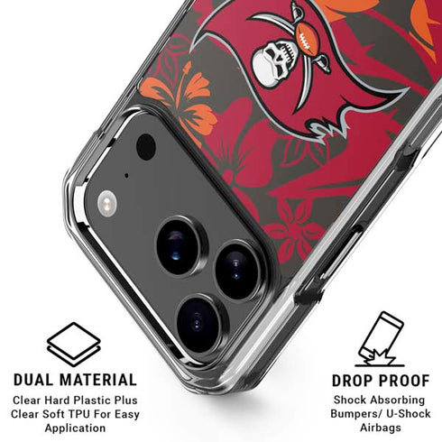NFL Tampa Bay Buccaneers Tropical Print iPhone 18 Pro Clear Case