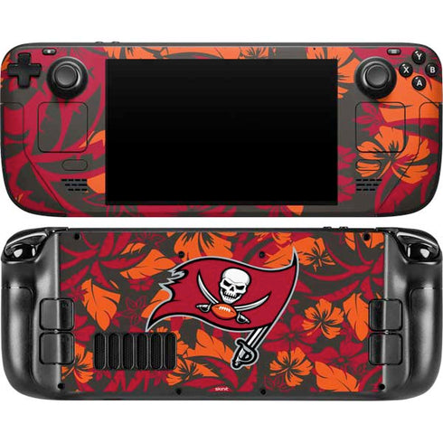 NFL Tampa Bay Buccaneers Tropical Print Steam Deck Handheld Gaming Computer OLED Skin