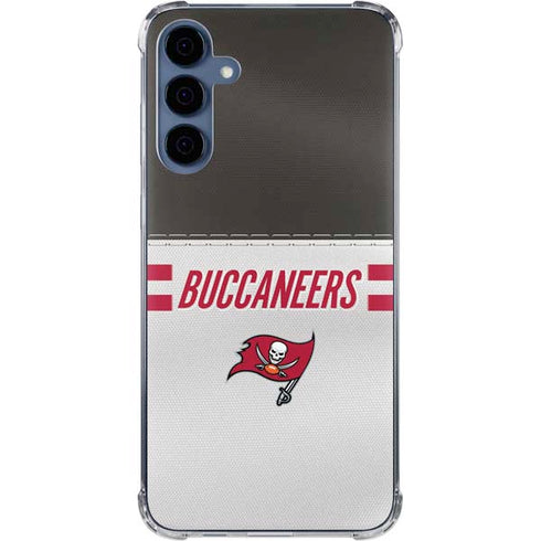 NFL Tampa Bay Buccaneers White Striped Galaxy A35 5G Clear Case