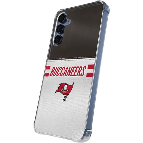 NFL Tampa Bay Buccaneers White Striped Galaxy A35 5G Clear Case